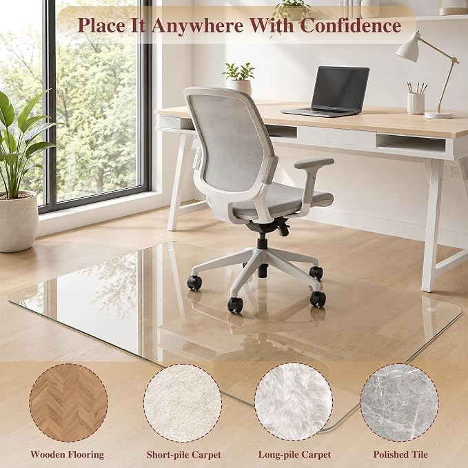 Tempered Glass Office Chair Mat, Heavy Duty 0.2" Thick Computer Chair Mat - Image 7