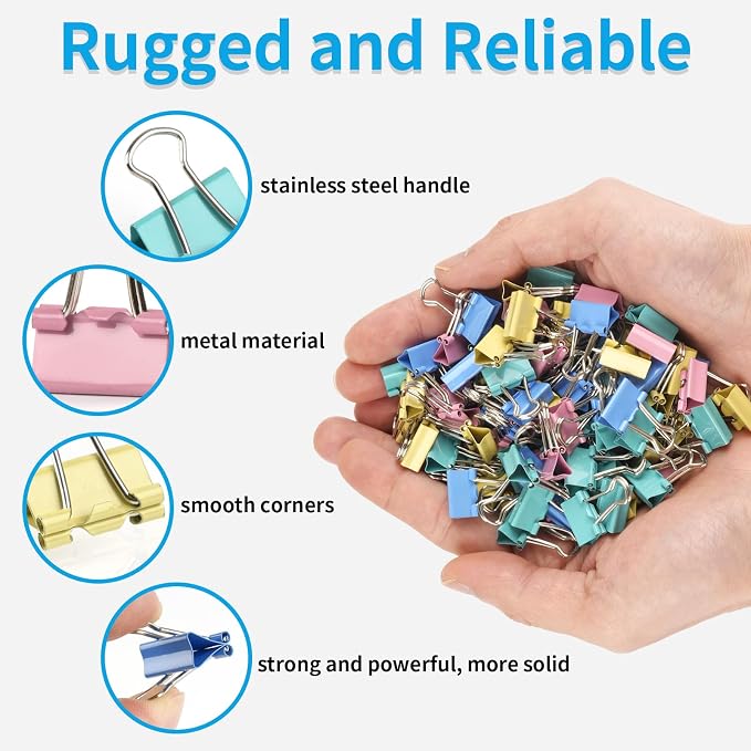 180Pcs Small Binder Clips, Mini Binder Clips, 0.63 in/15mm Clips Office Supplies - Image 3