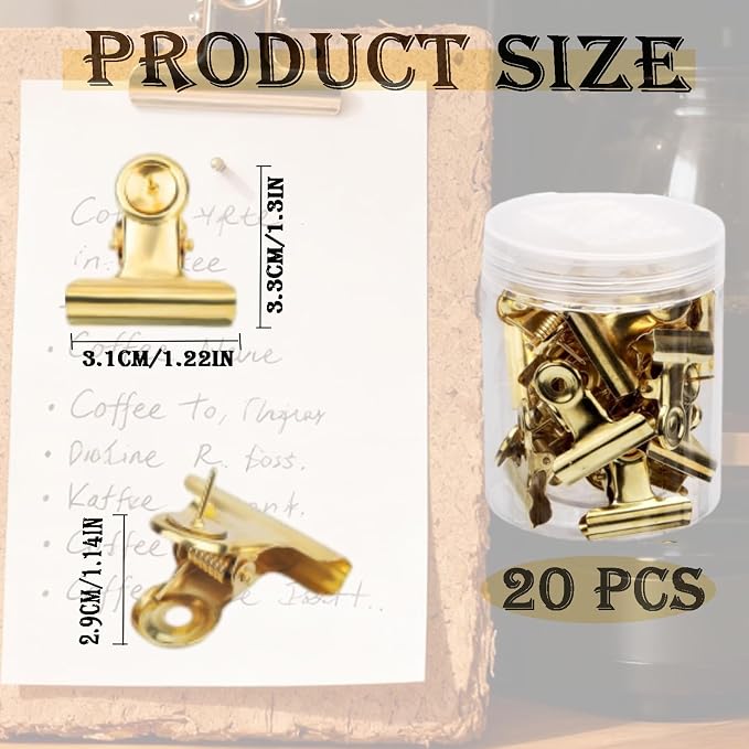 20PCS Push Pins Clips, Thumb Tacks Bulldog Clips - Image 2