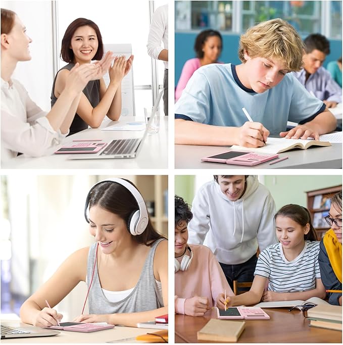 Scientific Calculators for School with Notepad, ROATEE Pink Cute School Supplies for Girls Middle and High School Stuff for Student, 240 Functions 82 MS Foldable 2-Line Display Solar and Battery Power-DeskLoop Office