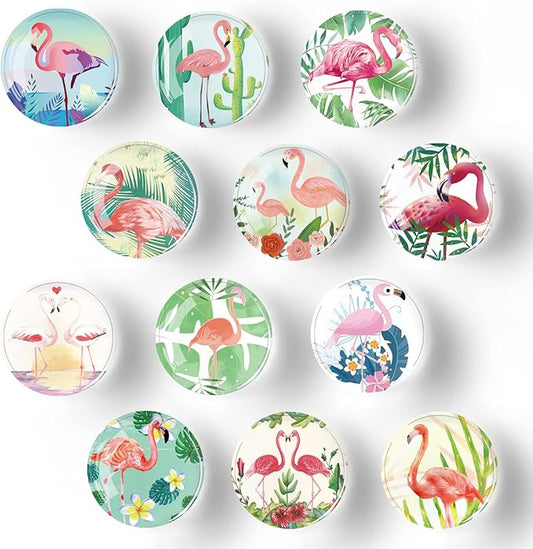 12Pcs Glass Strong Magnetic Refrigerator Magnet Fridge Sticker,Cute Flamingo Fridge Magnets Decoration for Crafts,Strong Fridge Magnets for Kitchen, School,Office Whiteboard, Cabinet and Dishwasher-DeskLoop Office