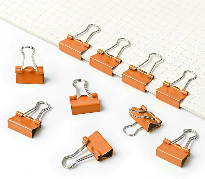 50 Pack Small Orange Binder Clips 3/4 Inch, Colored Little Paper Clamps - Image 4