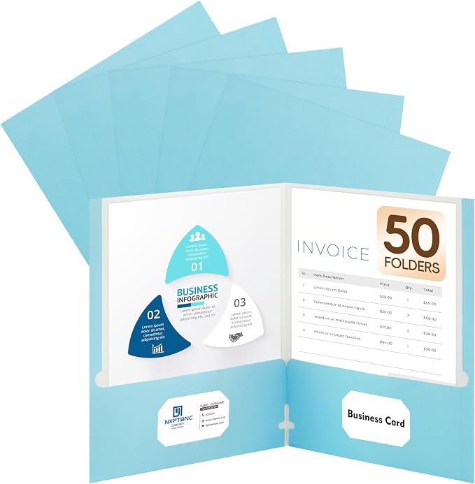 50 Packs Two Pocket Folders, Two Pocket File Folders by Unknown