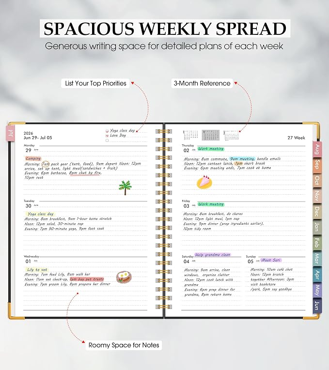 Academic Planner 2026-2027, Hardcover Leather Weekly and Monthly Calendar - Image 3