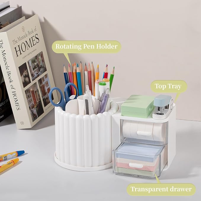 Anyoifax 360° Rotating Pen Holder 7 Slots Desk Organizer - Image 3
