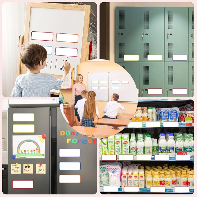 72 Pcs Dry Erase Magnetic Labels Border, 3.2" x 1.2" 8 Colors | Reusable - Image 8