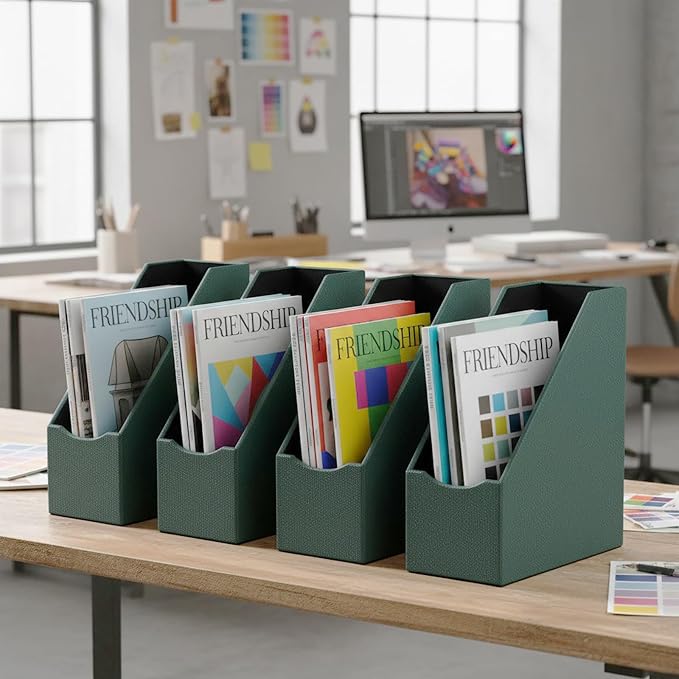 UnionBasic Magazine File Holder, Leatherette Desktop Document Organizer - Image 5