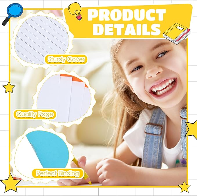 Henoyso 72 Pcs Primary Composition Notebook K-2 9 3/4 x 7 1/2 Inch Primary Journal, Back to School Supplies, Bulk Blank Writing Book for Kid to Write Draw Journal 60 Page Notebooks (Vibrant Color)-DeskLoop Office