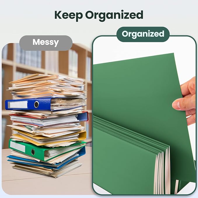 ®100 Packs Green Two Pocket Folders, File Folder - Image 3