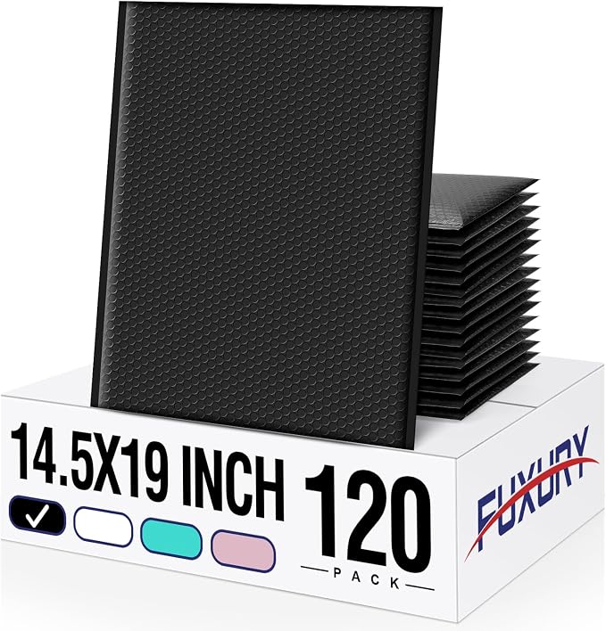 Fuxury Bubble Mailers 14.5x20" 120 Pack Black Extra Large Padded Envelopes by Fuxury