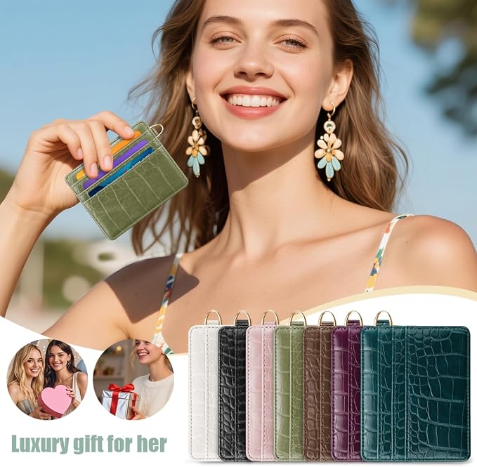 Slim Credit Card Holder Crocodile Wallet Women Thin Alligator Wallets RFID - Image 7