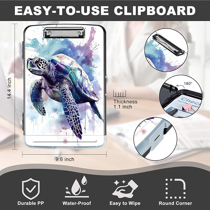 Clipboard with Storage, Heavy Duty Plastic Storage Clipboard with Low Profile - Image 2