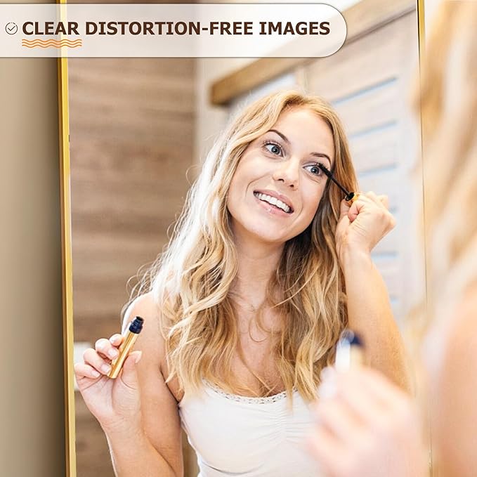 Full Length Mirror with Stand 38"x77" Full Body Mirror Floor Mirror Standing Hanging or Leaning Wall, Wall Mirror with Stand Aluminum Alloy Frame for Living Room Bedroom Cloakroom,Gold-DeskLoop Office
