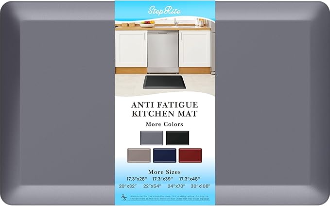 4/5 Inch Thick Kitchen Mats for Floor, StepRite Kitchen Rug for Standing Desk, Non-Slip, Thicker, Stain Resistant, Waterproof, Comfort Anti Fatigue Floor Mat for Home, Kitchen, Office - Grey,32*20''-DeskLoop Office