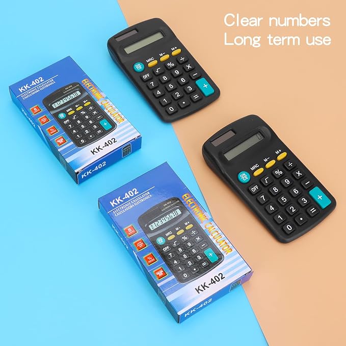 24 Pack Basic Mini Calculators - 8 Digit Display, Solar Battery & AC Power, Handheld for Office, School & Home-DeskLoop Office