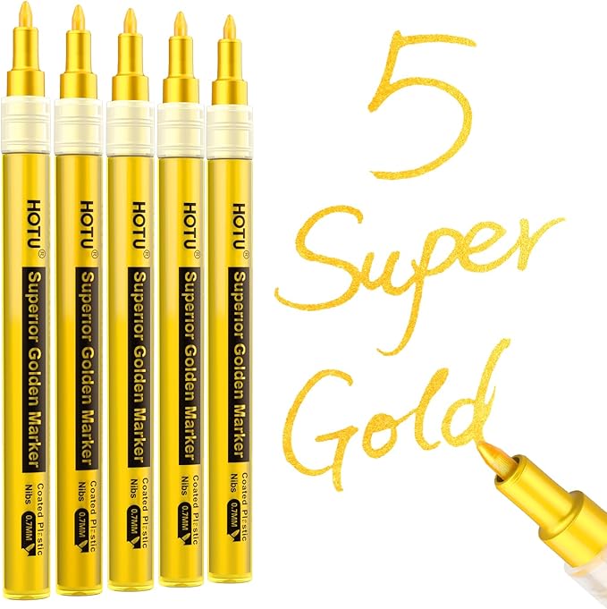 HOTU 5 Pack Super Gold Paint Markers by HOTU