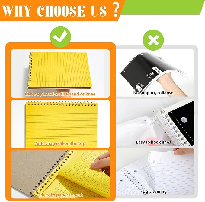gisgfim 6 Pcs Colorful Top Bound Spiral Notebooks 8.5" x 11" College Ruled - Image 4