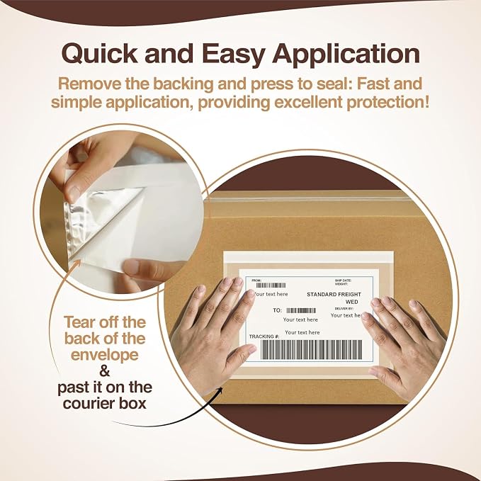 9.5x12 Shipping Label Sleeves 100 Pack Strong Adhesive Back - Image 5