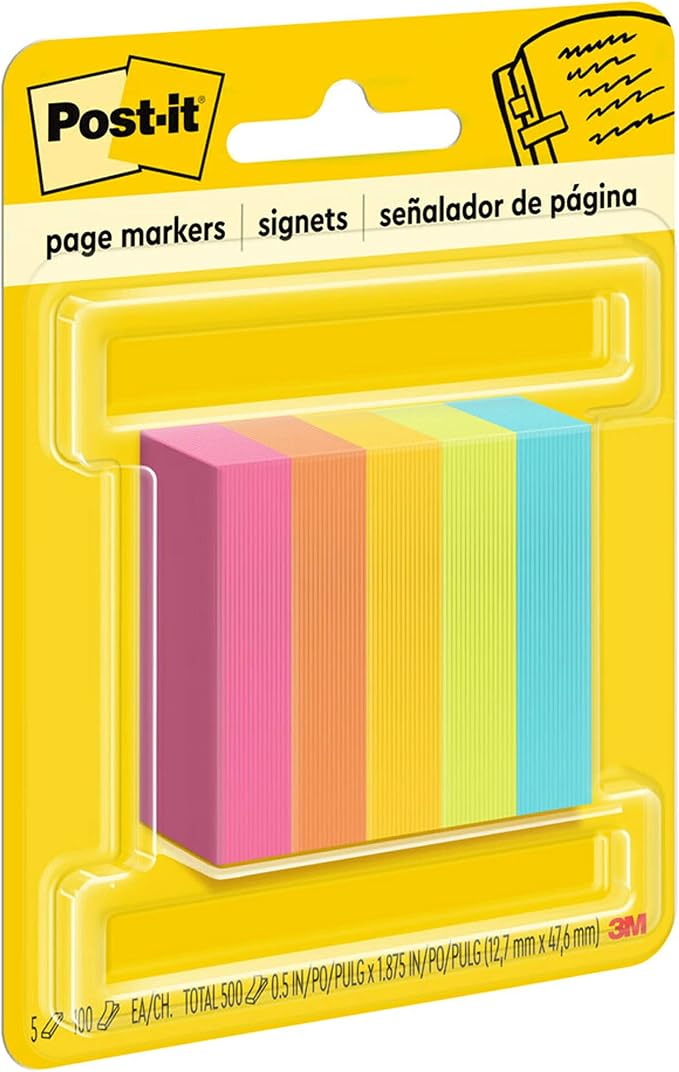 Post-it Page Markers, 1/2 in x 2 in, 100 Sheets/Pad, 5 Pads/Pack - Image 3