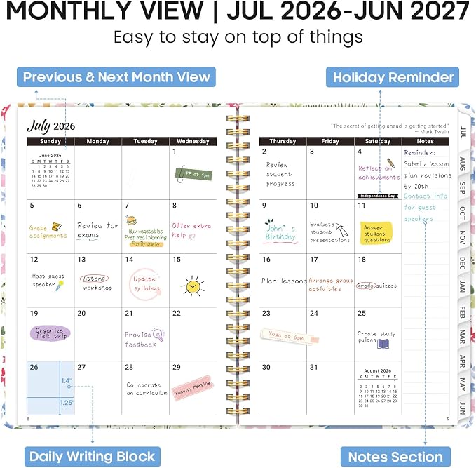 Academic Planner 2026-2027, Weekly and Monthly Calendar Book, July 2026 – June - Image 2