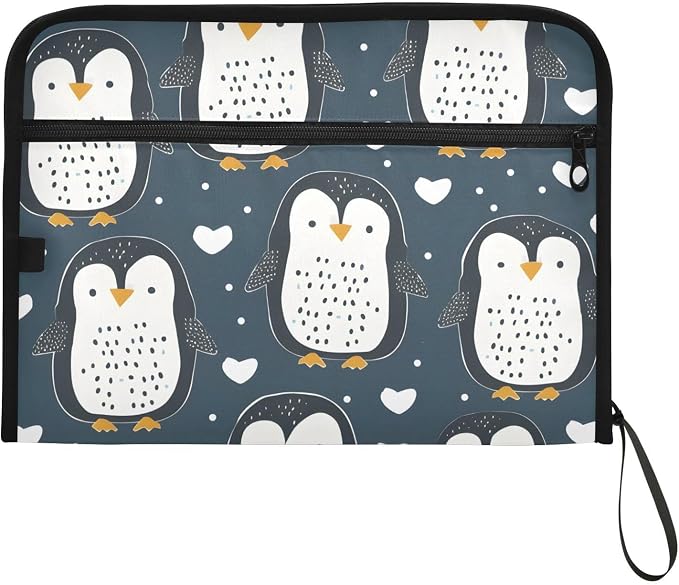 Expanding File Folder Cute Penguin Blue Accordion File Organizer 13 Pockets - Image 7