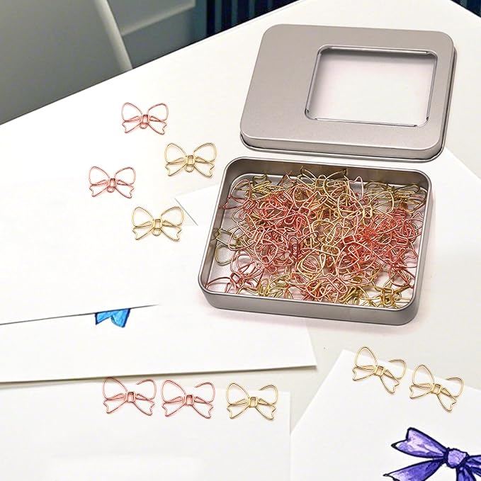 50 Pcs Bow Paper Clips – Bow Planner Clips, Office & School Supplies, Desk - Image 5