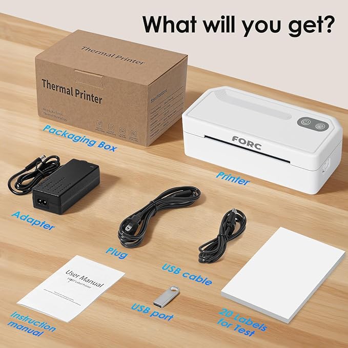 Forc Shipping Label Printer,4X6 Thermal Label Printer for Small Business & Office Package,Compatible with Android, iOS, Windows and Mac, Widely Used for Amazon,UPS,Etsy,USPS-DeskLoop Office