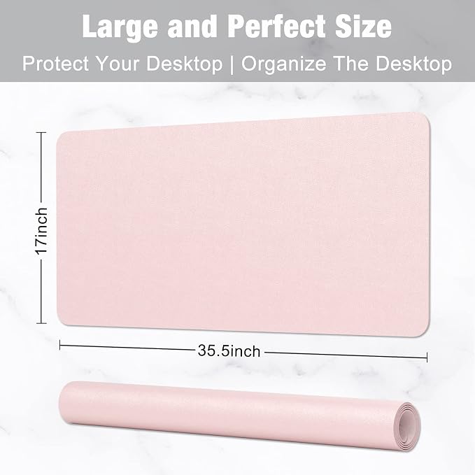 Hsurbtra Desk Pad, 35.5" x 17" PU Leather Desk Mat, XXL Extended Mouse Pad - Image 3