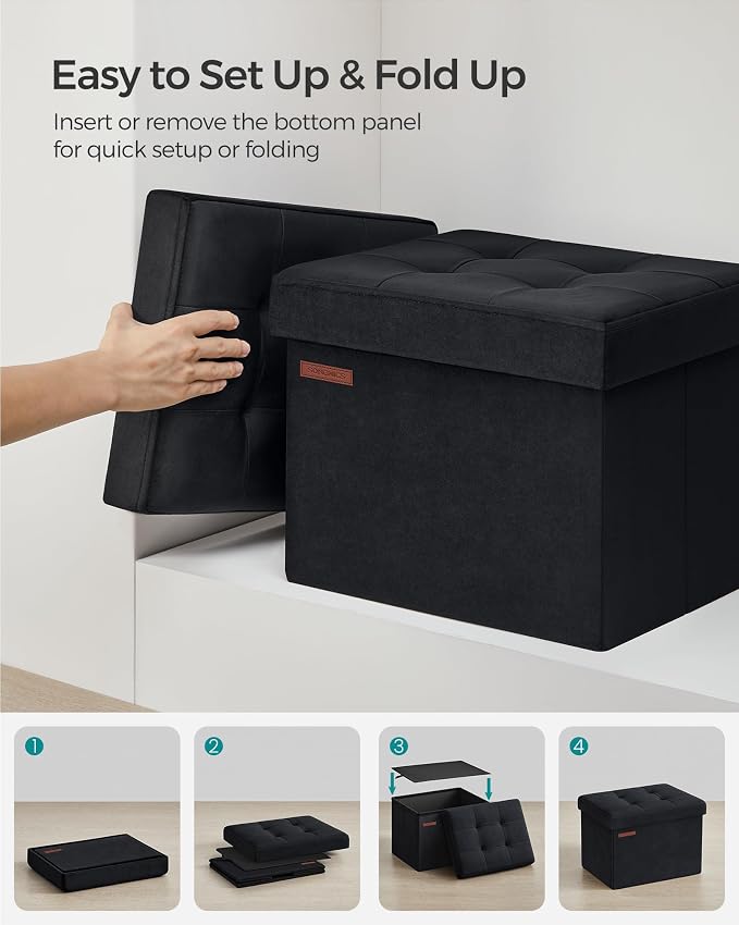 SONGMICS Storage Ottoman, Foldable Small Ottoman Foot Rest, 12.2 x 16.1 Inches - Image 7