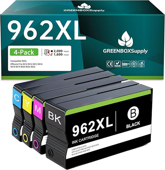 Compatible 962 Ink Cartridge Combo Pack Replacement for HP 962 962 XL Ink Cartridge Black and Color for OfficeJet Pro 9010 9012 9015 9016 9018 9019 9020 9022 9025 Printer, 4-Pack 962XL-DeskLoop Office