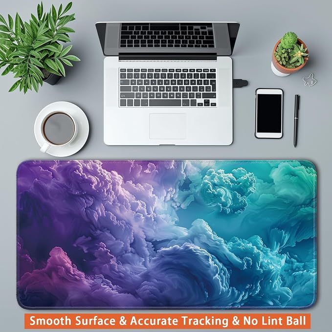 Keyboard Mat, Large Mouse Pad, Colorful Clouds - Image 3