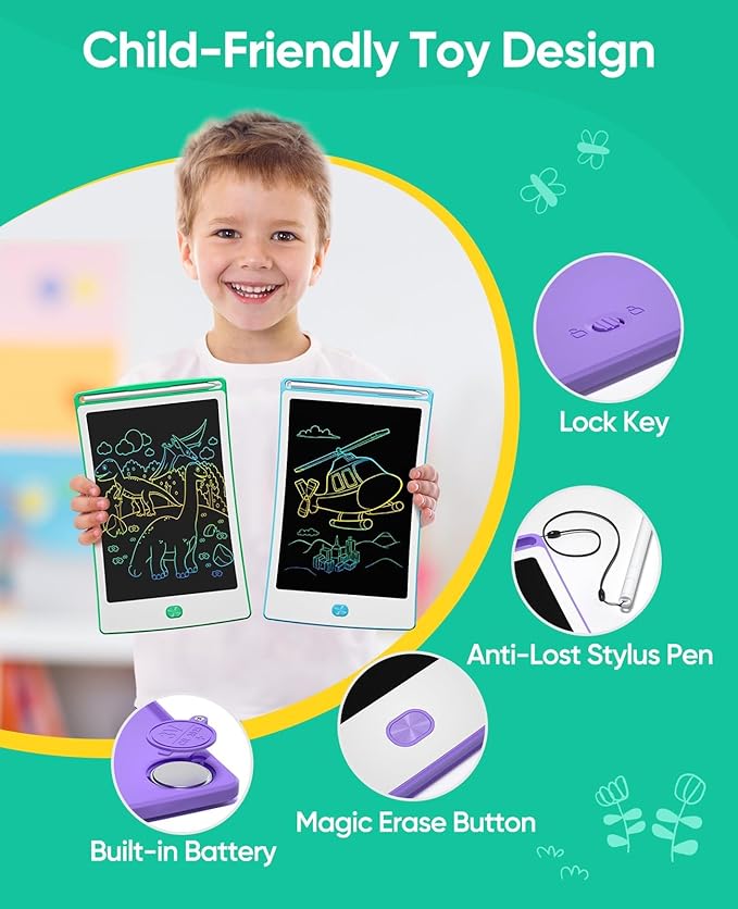 4 Pack LCD Writing Tablet, 8.5 Inch Colorful Toddlers Drawing Tablet - Image 5
