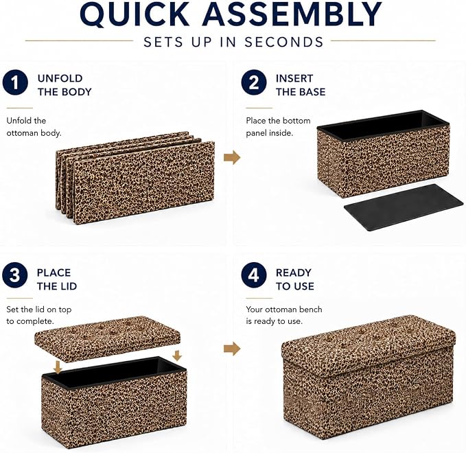 ALASDO 30 Inch Folding Storage Ottoman Bench - Image 4