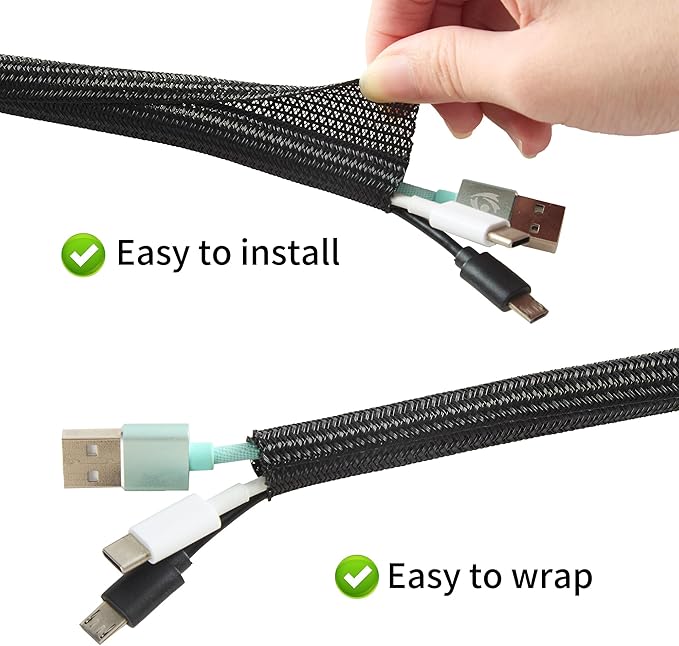 Split Wire Loom 1/2 Inch 100ft, Braided Cable Sleeve - Image 2