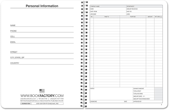 BookFactory Petty Cash Log Book/Petty Cash Record Book/Notebook/Journal - Image 2