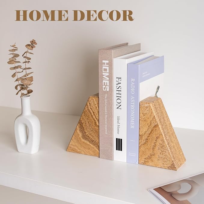 Karibiber Marble Bookends for Heavy Books, Decorative Book Ends for Shelves - Image 5