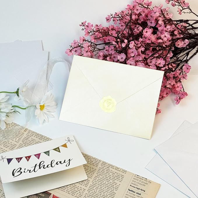 YINUOYOUJIA 50 PCS Pearl Ivory Envelopes A7, 5 x 7 Ivory Shimmer Envelopes - Image 6
