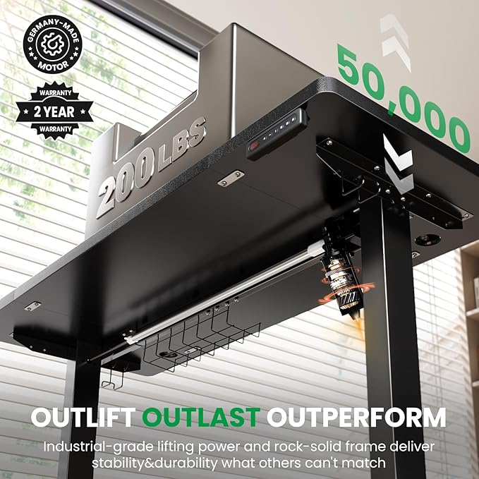 SIAGO Electric Standing Desk Adjustable - 63 x 24 Inch Sit Stand up Desk with Cable Management - 3 Memory Preset Adjustable Height Table-DeskLoop Office