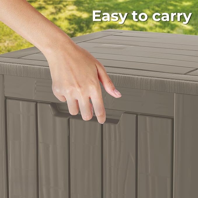 35 Gallon Outdoor Storage Box Waterproof Lockable Resin Deck Box Large, Patio Storage Bin for Pool Accessories Cushion Furniture, Garden Tools, UV-Resistant Outside Delivery Grey-DeskLoop Office