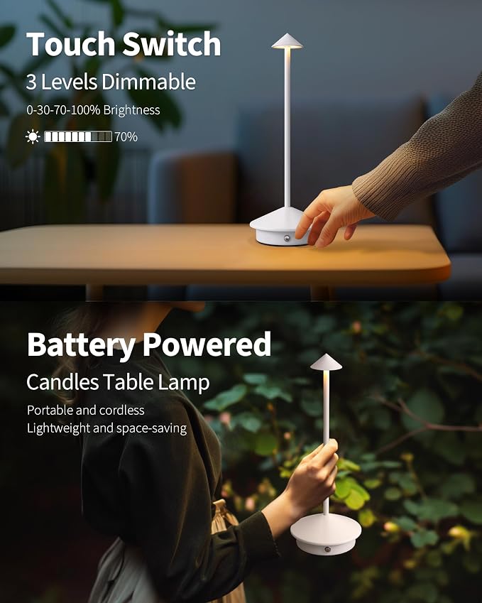 Modern Cordless Table Lamp Set of 2, Portable LED Desk Lamps, 5000mAh - Image 4