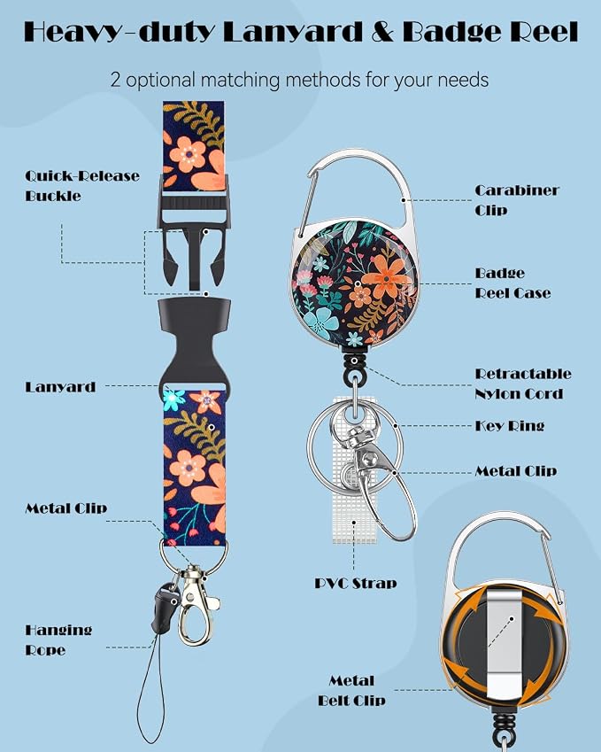 Uniclife Fashionable Sliding Badge Holder, Flower Pattern Plastic Card Holder - Image 4