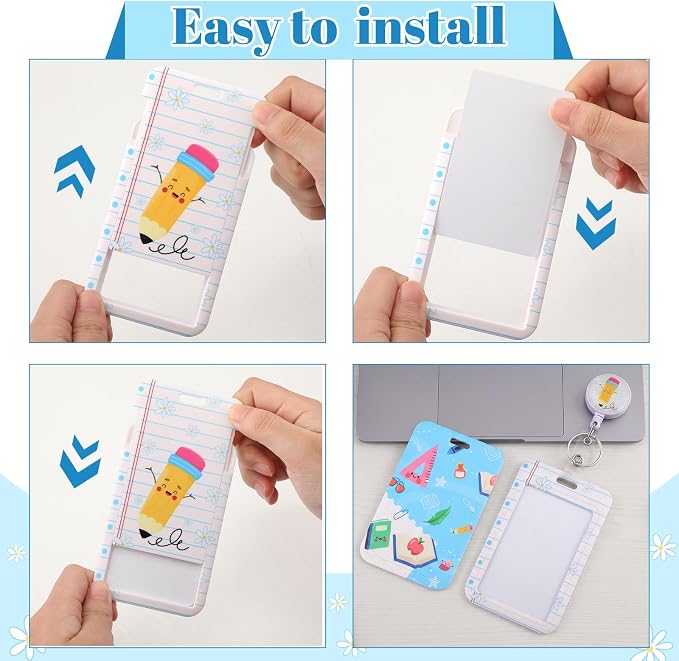 3 Set Badge Holder Retractable Reel Stationery Patterns ID Badge Holders - Image 6