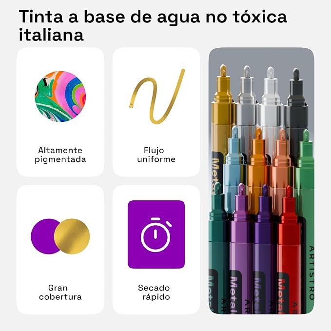 ARTISTRO 12 Metallic Paint Pens - Image 5