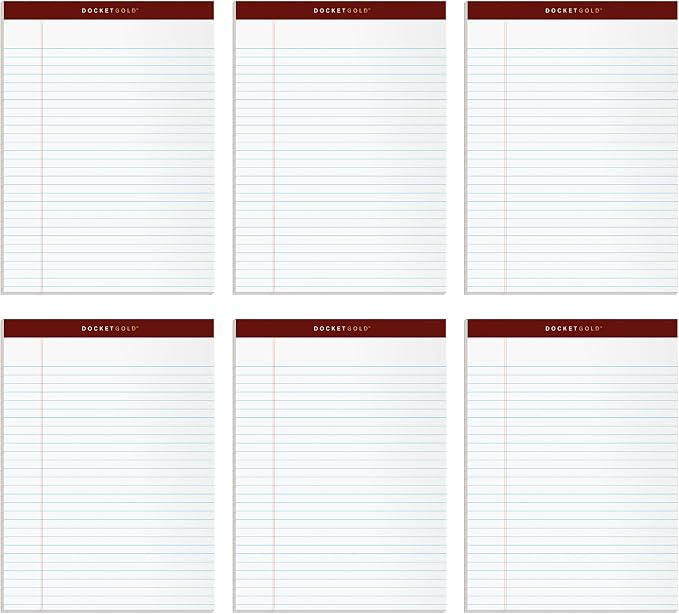 Tops 8.5 x 11 Legal Pads, Premium Docket Gold Brand, Wide Ruled, Thick White by TOPSProducts
