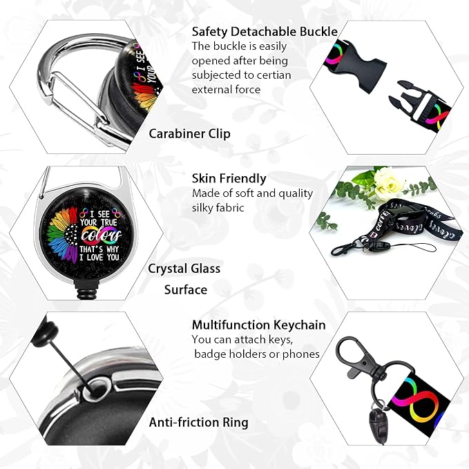 ID Badge Holder with Lanyard, Retractable Badge Reel Heavy Duty, Autism - Image 5