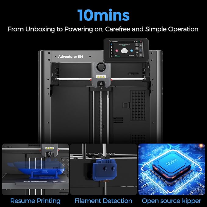 FLASHFORGE Adventurer 5M 3D Printer,600mm/s Max High-Speed FDM 3D Printers with Fully Auto Leveling, 280°C Direct Extruder with Quick Detachable Nozzle, Effective Cooling, Core XY Structure-DeskLoop Office