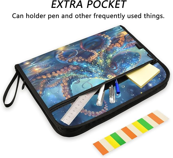 Expanding File Folder Octopus Blue Accordion File Organizer 13 Pockets Document - Image 6
