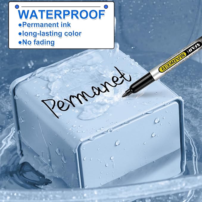 SFAIH 100 Black Permanent Markers Bulk -1s Quick Dry, Waterproof, Non-Fading, Durable, Fine Point Permanent Pens for Plastic Glass Metal Wood Paper, Office Supplies, Classroom Kitchen, Cargo Marking-DeskLoop Office