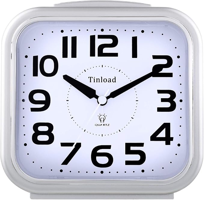 Tinload 5.5" Large Analog Alarm Clock Silent Non Ticking, Gentle Wake, Beep by Tinload