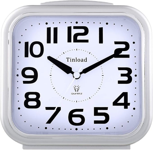 Tinload 5.5" Large Analog Alarm Clock Silent Non Ticking, Gentle Wake, Beep by Tinload
